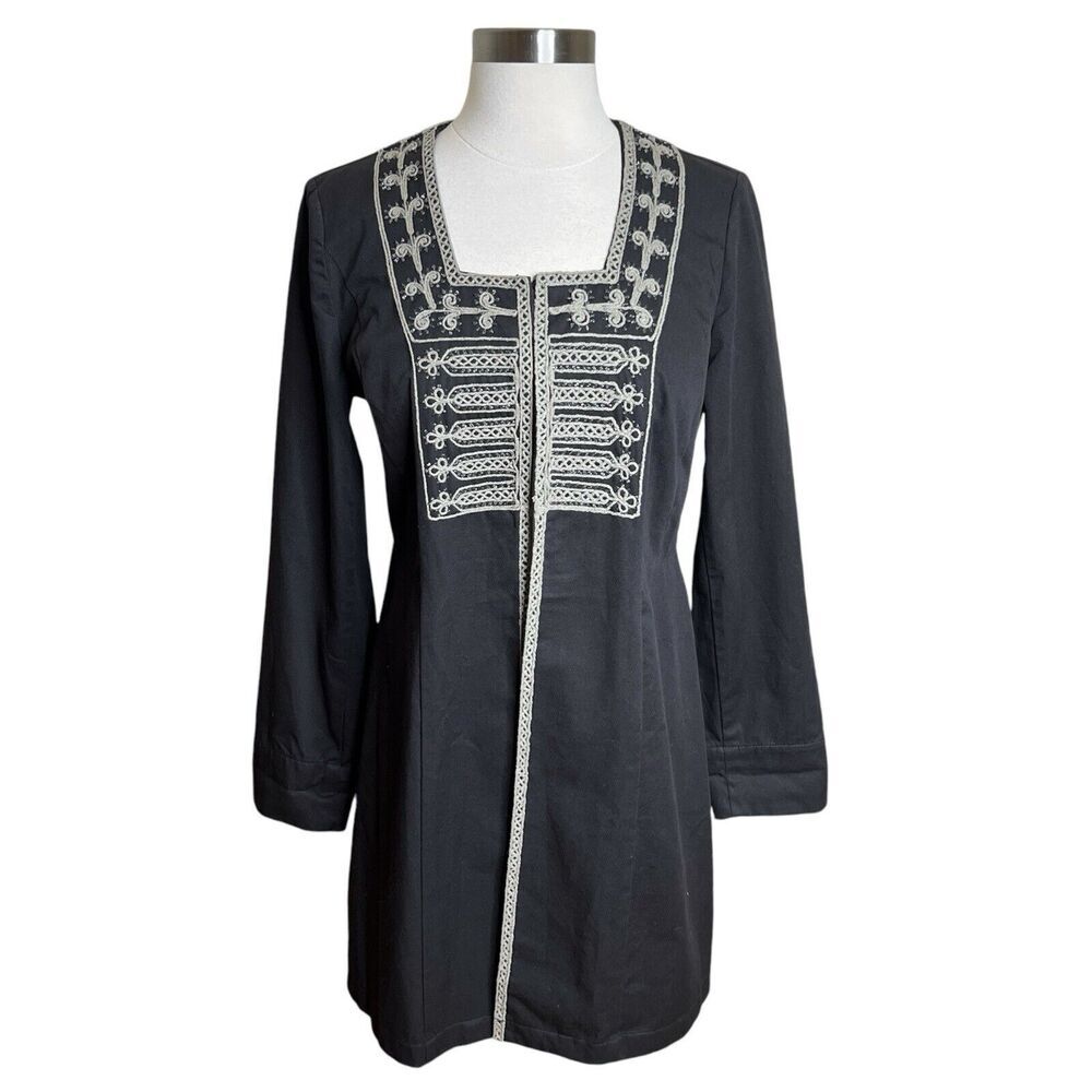 3/$25 Cabi Jacket Womens 4 Charcoal Turkish Delight Embroidered Beaded Military